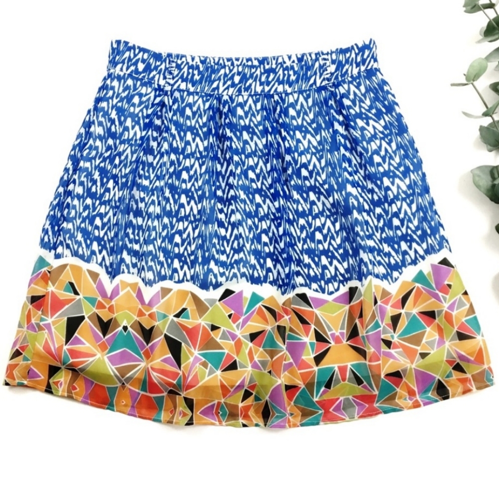ASOS Yumi Chiffon Geo Print Skirt 2/4